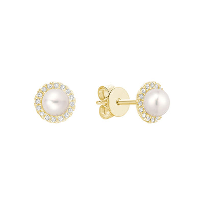 Freshwater Pearl & Diamond Earrings