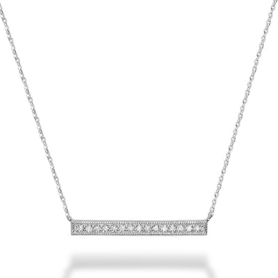 Bar Diamond Milgrain Necklace - RNB Jewellery