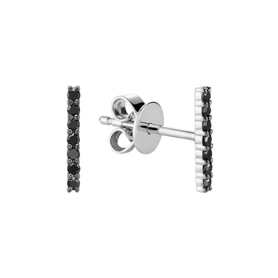 Black Diamond Bar Stud Earrings - RNB Jewellery