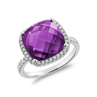 Cushion Cut Gemstone & Diamond Halo Ring - RNB Jewellery
