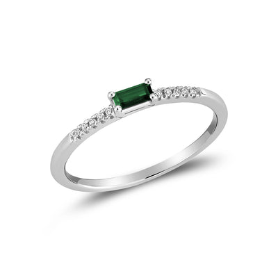 Emerald Cut Solitaire Precious Stone and Diamond Ring - RNB Jewellery