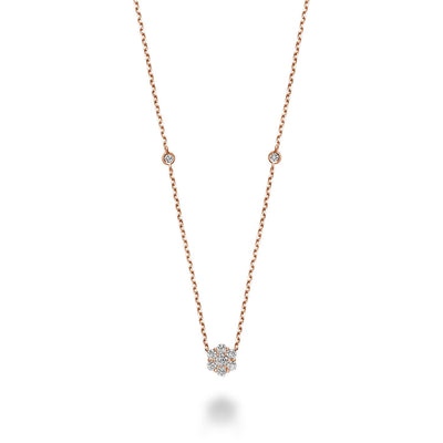 Flower & Bezel Diamond Necklace - RNB Jewellery