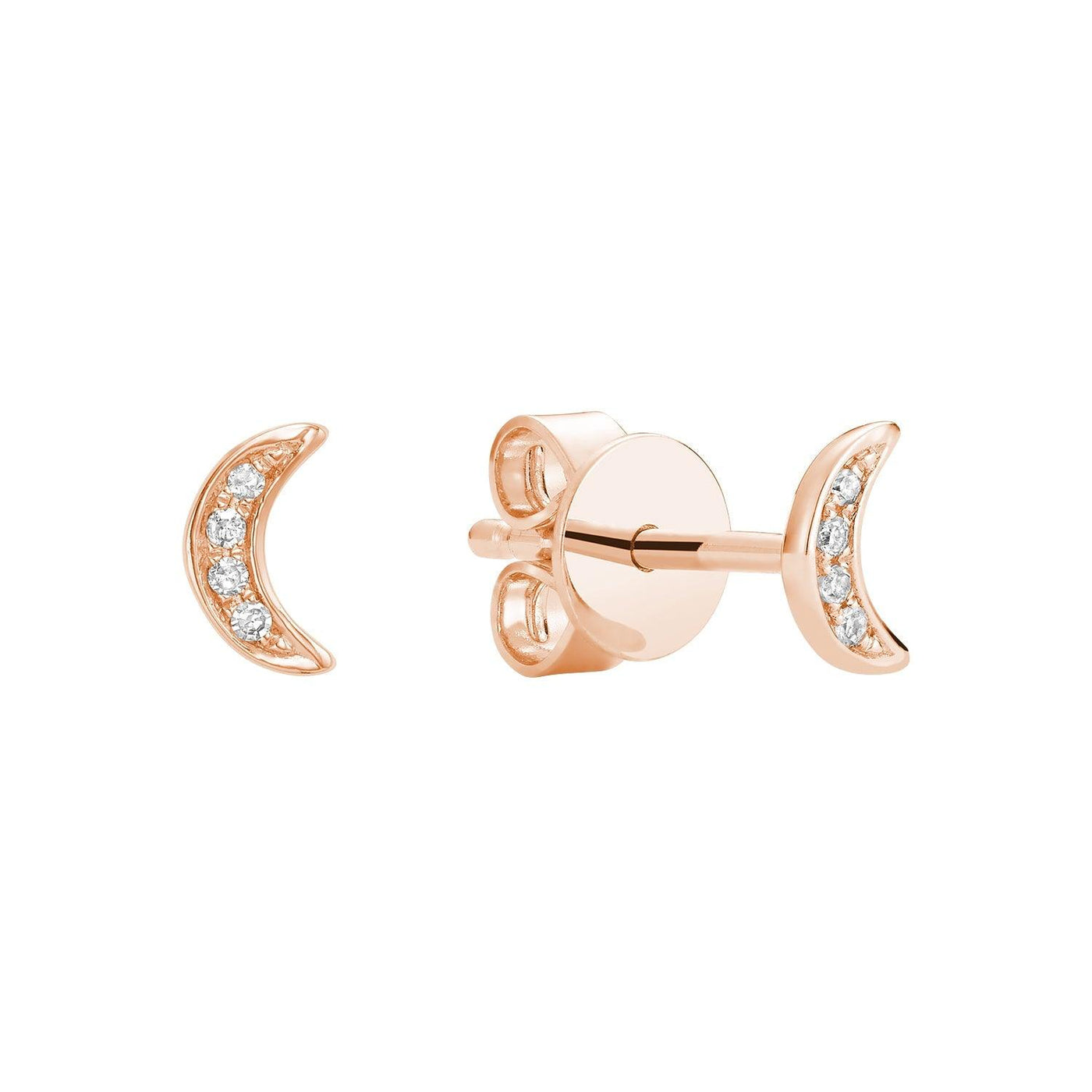 Illusion Diamond Moon Stud Earrings - RNB Jewellery
