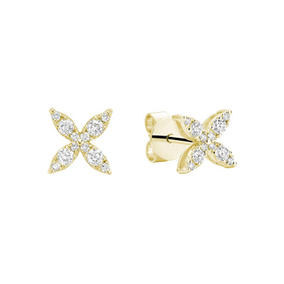 Marquise Flower Diamond Stud Earrings - RNB Jewellery