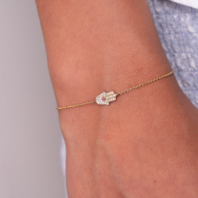 Precious Stone & Diamond Hamsa Bracelet - RNB Jewellery