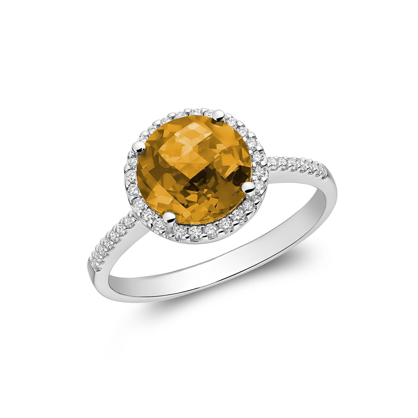 Round Citrine & Diamond Halo Ring - RNB Jewellery