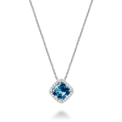 Semi Precious Stone & Diamond Halo Pendant - RNB Jewellery