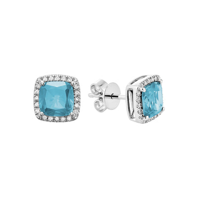 Semi Precious Stone & Diamond Halo Stud Earrings - RNB Jewellery