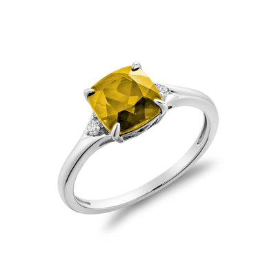 Solitaire Cushion Cut Gemstone & Diamond Ring - RNB Jewellery