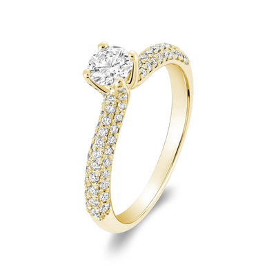Solitaire Pave Diamond Engagement Ring - RNB Jewellery