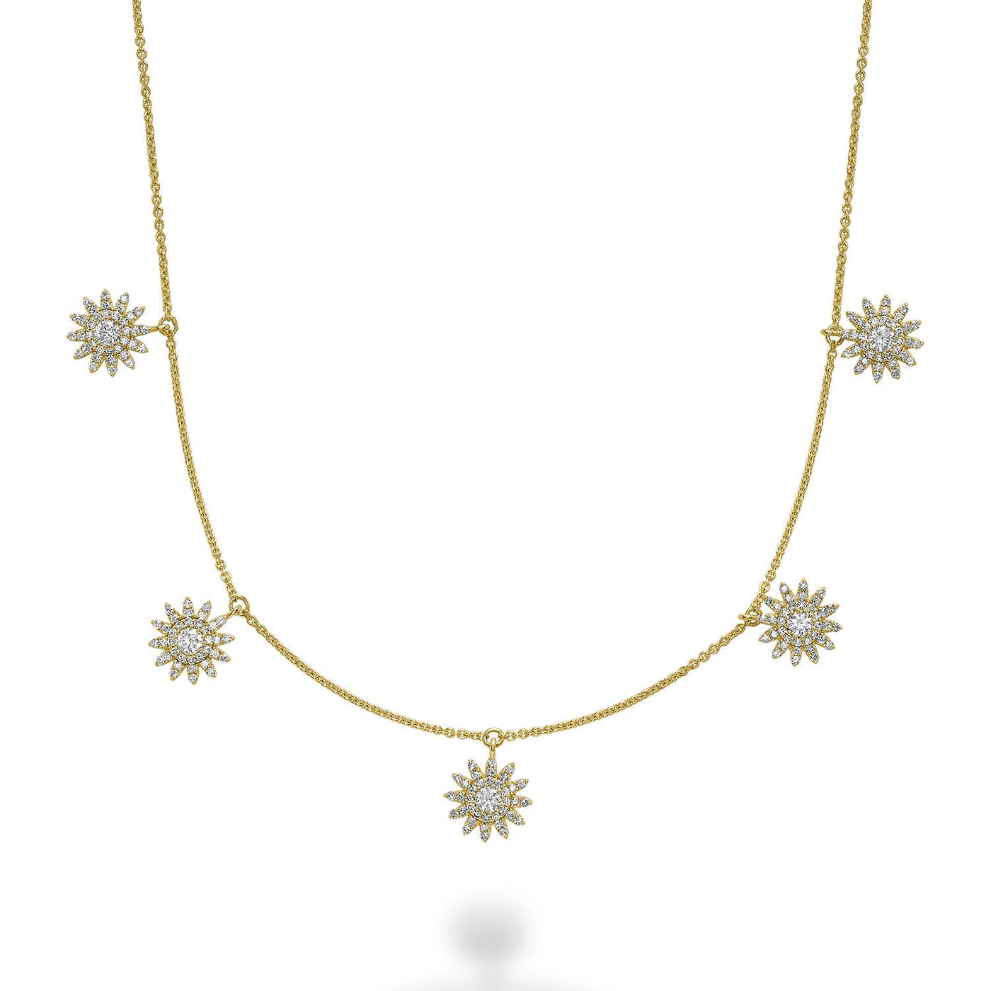 Sun Shaped Diamond By the Yard Necklace - RNB Jewellery