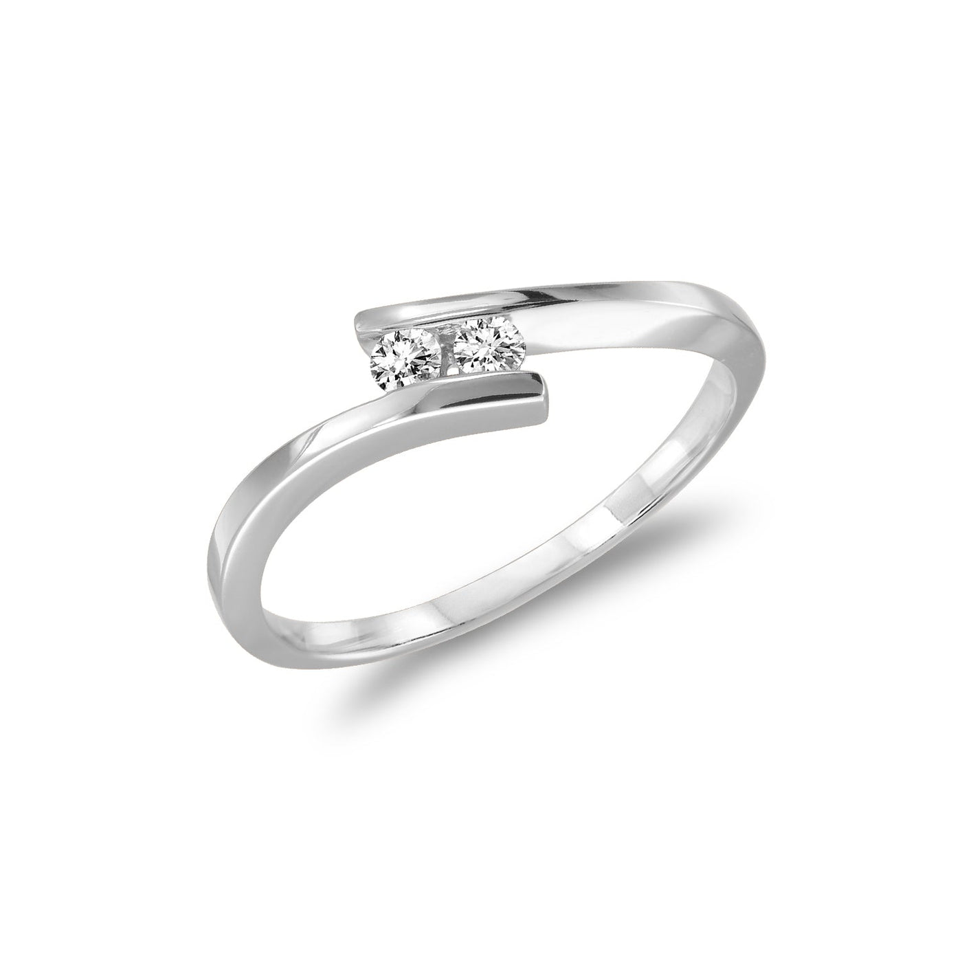 Two Stone Solitaire Bypass Diamond Ring - RNB Jewellery